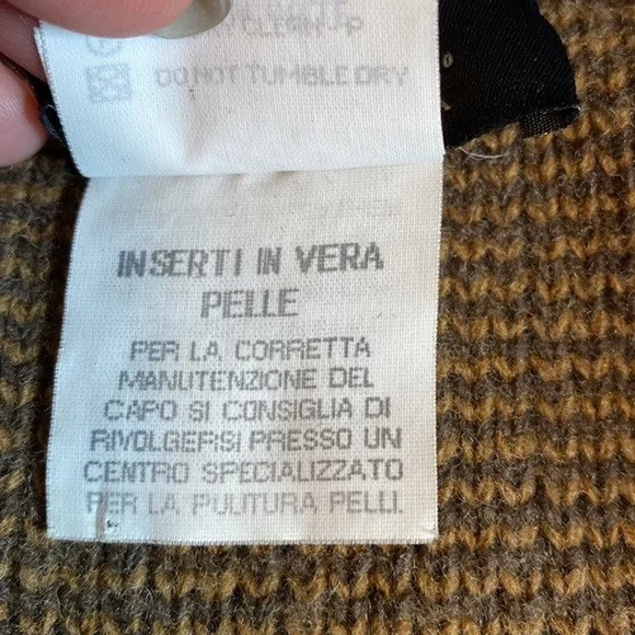 Men’s Moncler Italian Brown zipper front sweater with leather accents Size Large - Picture 8 of 9